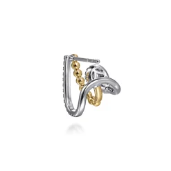 Discount Gabriel & Co. 14K White Yellow Gold Bujukan Diamond J Hoop Stud Earrings