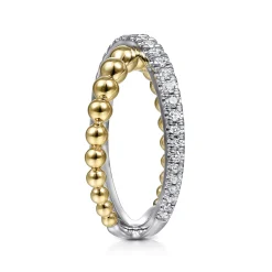 Outlet Gabriel & Co. 14K White Yellow Gold Bujukan Diamond Criss Cross Ring