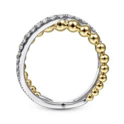 Outlet Gabriel & Co. 14K White Yellow Gold Bujukan Diamond Criss Cross Ring