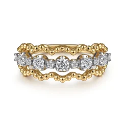 Hot Gabriel & Co. 14K White Yellow Gold Bujukan Diamond Fashion Ring