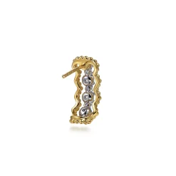 New Gabriel & Co. 14K White Yellow Gold Bujukan Diamond J Hoop Stud Earrings