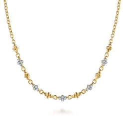 Discount Gabriel & Co. 14K White Yellow Gold Bujukan Diamond Clover Tennis Necklace