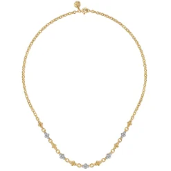 Discount Gabriel & Co. 14K White Yellow Gold Bujukan Diamond Clover Tennis Necklace