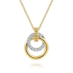 New Gabriel & Co. 14K White Yellow Gold Bujukan Diamond Pendant Necklace