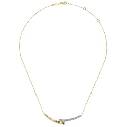 Discount Gabriel & Co. 14K White Yellow Gold Bujukan Diamond Bar Necklace