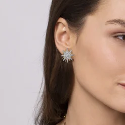 Outlet Gabriel & Co. 14K White Yellow Gold Bujukan Diamond Starburst Stud Earrings
