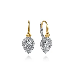 Outlet Gabriel & Co. 14K White Yellow Gold Bujukan Diamond Drop Earrings