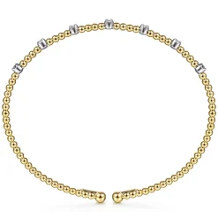 Clearance Gabriel & Co. 14K White-Yellow Gold Bujukan Diamond Stations Bangle