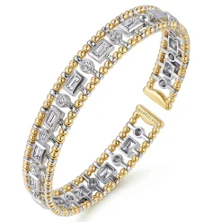 Discount Gabriel & Co. 14K White-Yellow Gold Bujukan Diamond Bangle
