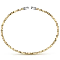 Gabriel & Co. 14K White-Yellow Gold Bujukan Diamond Hearts Split Bangle