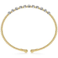 New Gabriel & Co. 14K White-Yellow Gold Bujukan Diamond Split Bangle