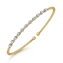New Gabriel & Co. 14K White-Yellow Gold Bujukan Diamond Split Bangle