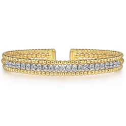 Gabriel & Co. 14K White-Yellow Gold Bujukan Diamond Bangle