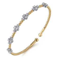 Gabriel & Co. 14K White-Yellow Gold Bujukan Diamond Bangle