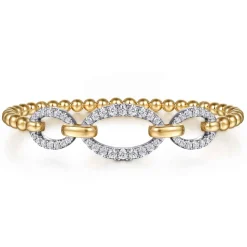 Outlet Gabriel & Co. 14K White Yellow Gold Bujukan Diamond Link Split Bangle Bracelet