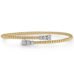 Sale Gabriel & Co. 14K White-Yellow Gold Bujukan Graduating Diamond Bypass Bangle