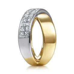 Hot Gabriel & Co. 14K White Yellow Gold Criss Cross Diamond Ring