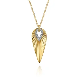 Gabriel & Co. 14K White Yellow Gold Diamond and Diamond Cut Pendant Necklace