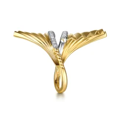 Online Gabriel & Co. 14K White Yellow Gold Diamond and Diamond Cut Bypass Ring