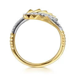 Online Gabriel & Co. 14K White Yellow Gold Diamond and Diamond Cut Bypass Ring