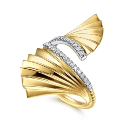 Online Gabriel & Co. 14K White Yellow Gold Diamond and Diamond Cut Bypass Ring