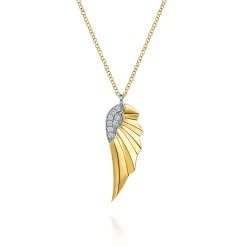 Online Gabriel & Co. 14K White Yellow Gold Diamond Angel Wing Pendant Necklace