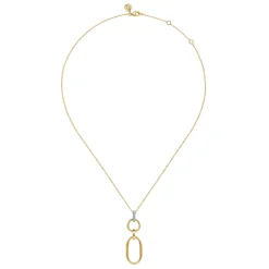 New Gabriel & Co. 14K White Yellow Gold Diamond and Hollow Link Pendant Necklace