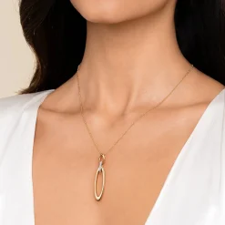 Best Gabriel & Co. 14K White Yellow Gold Diamond and Oval Link Pendant Necklace