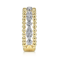 Discount Gabriel & Co. 14K White-Yellow Gold Diamond and Bujukan Bead Ring