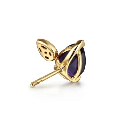 New Gabriel & Co. 14K White Yellow Gold Diamond and Amethyst Stud Earrings