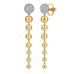 Online Gabriel & Co. 14K White Yellow Gold Diamond and Bujukan Ball Graduating Stud Drop Earrings
