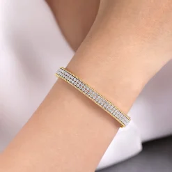 Best Gabriel & Co. 14K White-Yellow Gold Diamond Bangle