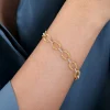 New Gabriel & Co. 14K White-Yellow Gold Diamond Bujukan Link Tennis Bracelet