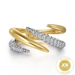 Gabriel & Co. 14K White Yellow Gold Diamond Bypass Ring