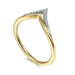 Sale Gabriel & Co. 14K White Yellow Gold Diamond Chevron Ring