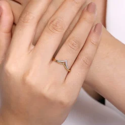 Sale Gabriel & Co. 14K White Yellow Gold Diamond Chevron Ring