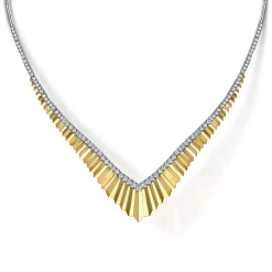 Gabriel & Co. 14K White Yellow Gold Diamond Chevron Necklace