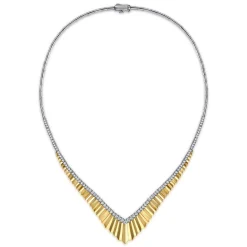 Gabriel & Co. 14K White Yellow Gold Diamond Chevron Necklace