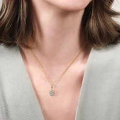 Discount Gabriel & Co. 14K White Yellow Gold Diamond Cluster Bujukan Drop Pendant Necklace