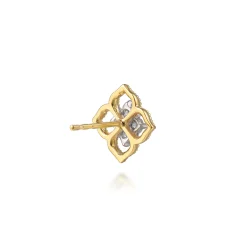 Clearance Gabriel & Co. 14K White Yellow Gold Diamond Clover Stud Earrings