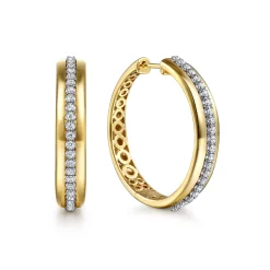 Sale Gabriel & Co. 14K White Yellow Gold Diamond Classic Hoop Earrings