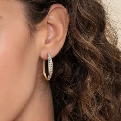 Clearance Gabriel & Co. 14K White Yellow Gold Diamond Classic Hoop Earrings