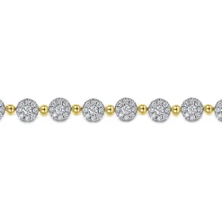 Hot Gabriel & Co. 14K White-Yellow Gold Diamond Cluster Tennis Bracelet