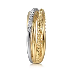 Discount Gabriel & Co. 14K White Yellow Gold Diamond Criss Cross Ring-Bujukan