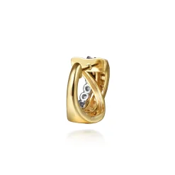 Discount Gabriel & Co. 14K White Yellow Gold Diamond Criss Cross Huggie Earrings