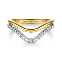 Hot Gabriel & Co. 14K White Yellow Gold Diamond Curved Easy Stackable Ring