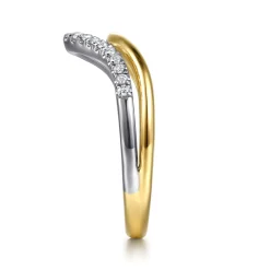 Hot Gabriel & Co. 14K White Yellow Gold Diamond Curved Easy Stackable Ring