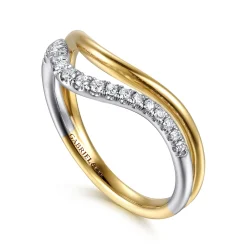 Hot Gabriel & Co. 14K White Yellow Gold Diamond Curved Easy Stackable Ring