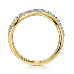 Best Gabriel & Co. 14K White Yellow Gold Diamond Curved Easy Stackable Ring