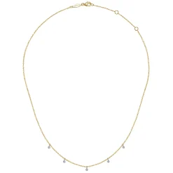 Best Gabriel & Co. 14K White Yellow Gold Diamond Droplet Necklace